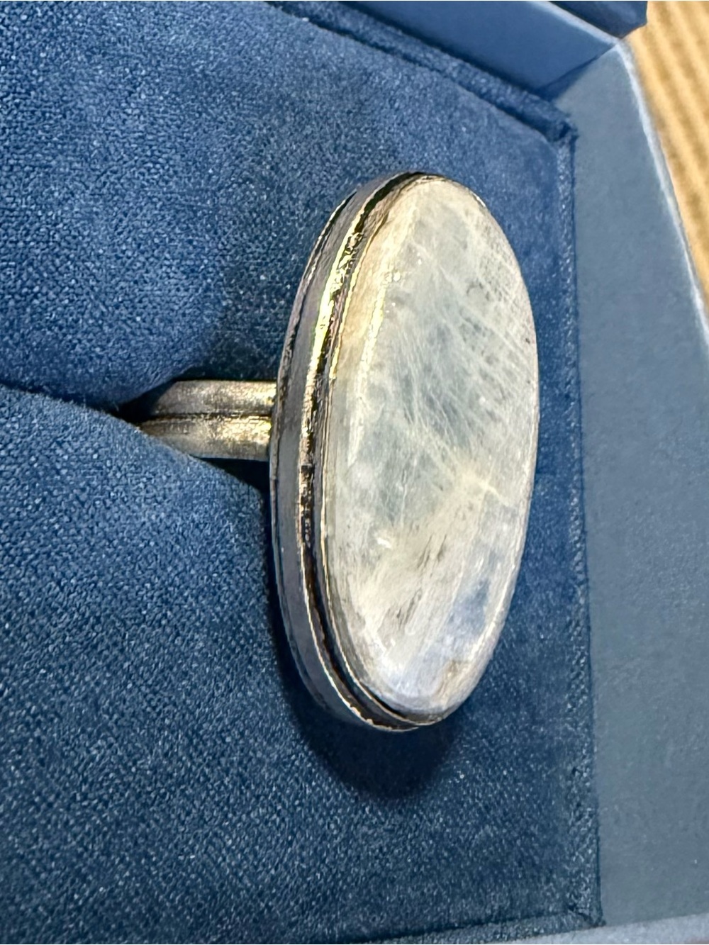 Sterling Silver Hemimorphite Oval Statement Ring - Sz 7